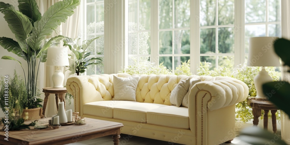 A modern living room with a comfortable sofa, potted plant, and stylish decor. A modern living room with a comfortable sofa, potted plant, and stylish decor.