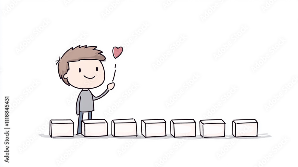 Stick Figure Ticking Off Seven Boxes on a Checklist Stick Figure Ticking Off Seven Boxes on a Checklist