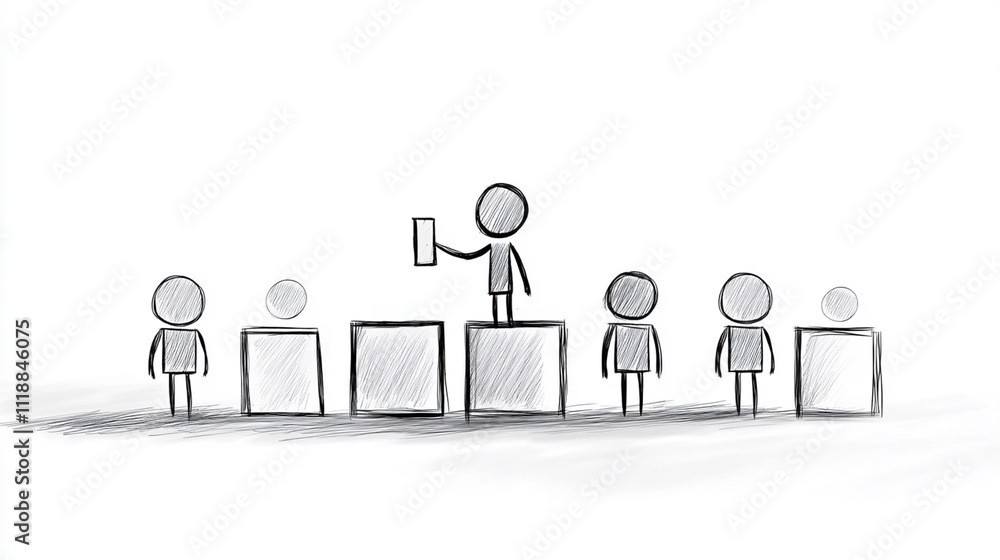 Stick Figure Ticking Off Seven Boxes on a Checklist