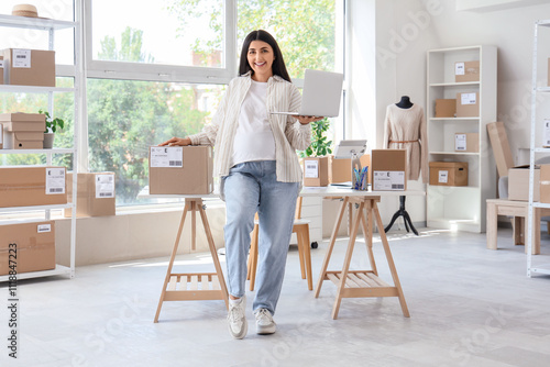 Smiling female entrepreneur...