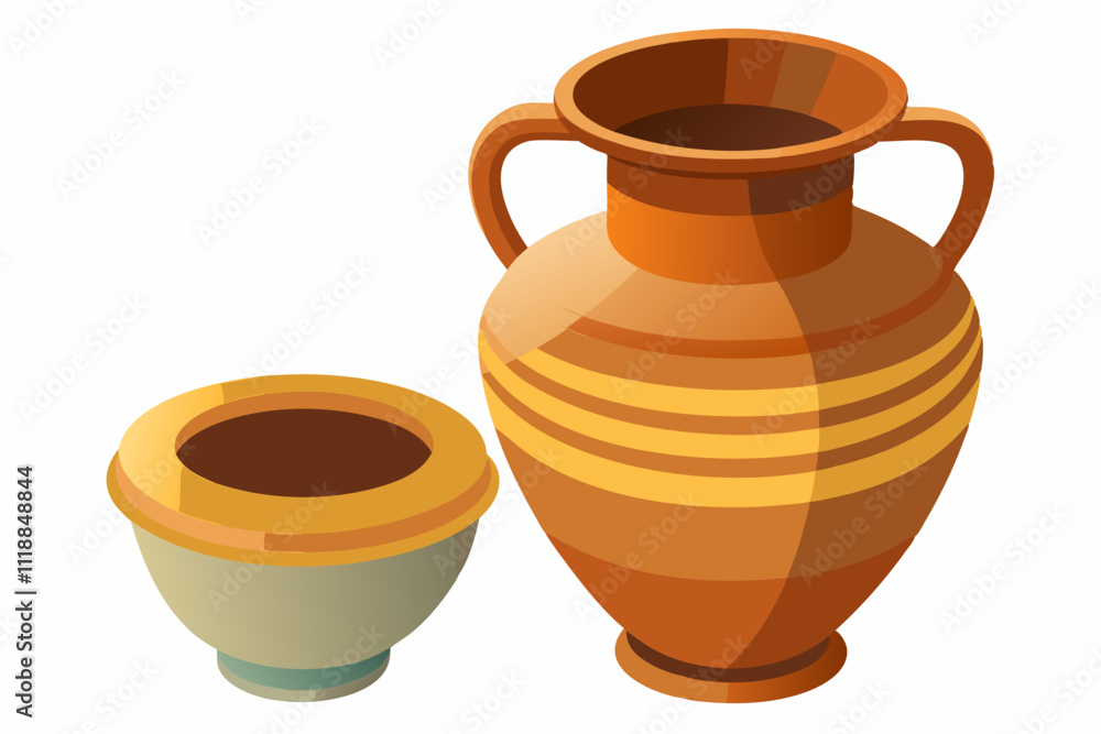 Antique clay vase isolated on white background vector illustration Antique clay vase isolated on white background vector illustration