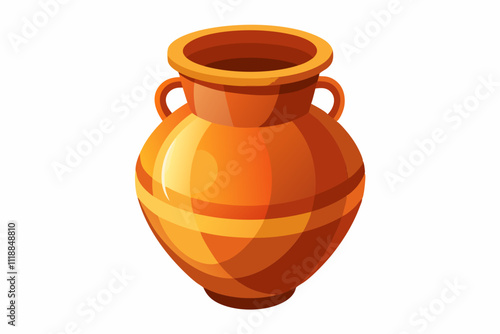 Antique clay vase isolated on white background vector illustration