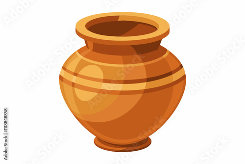 Antique clay vase isolated on white background vector illustration