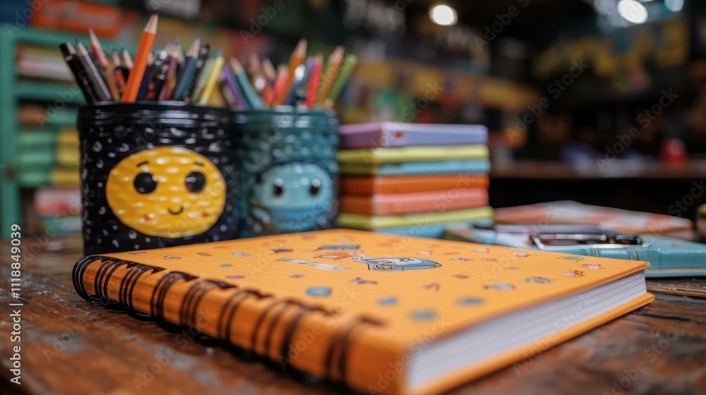 Children's School Supplies Notebooks - Bound books for writing notes completing homework and journaling Isolated solo on plain background One main object Children's School Supplies Notebooks - Bound books for writing notes completing homework and journaling Isolated solo on plain background One main object