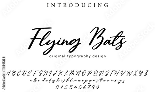 Flying Bats Font Stylish brush painted an uppercase vector letters, alphabet, typeface
