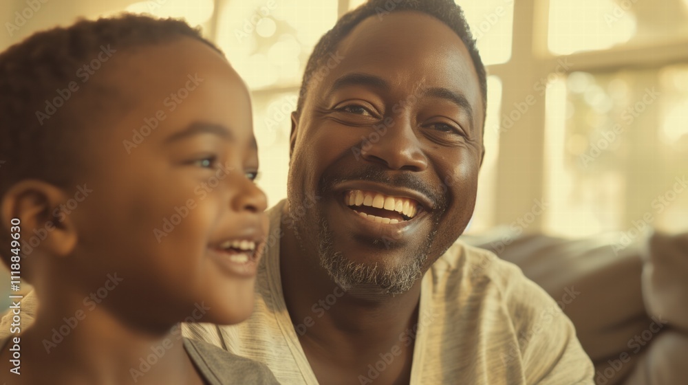 Black man enjoying a moment with his children / African American family Black man enjoying a moment with his children / African American family