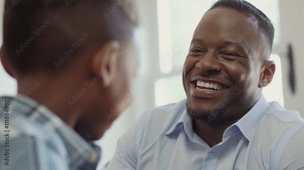 Black man enjoying a moment with his children / African American family Black man enjoying a moment with his children / African American family