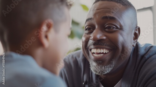 Black man enjoying a moment with his children / African American family