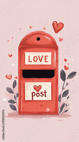 red post box with letters