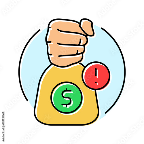 corruption money business cash color icon vector. corruption money business cash sign. isolated symbol illustration