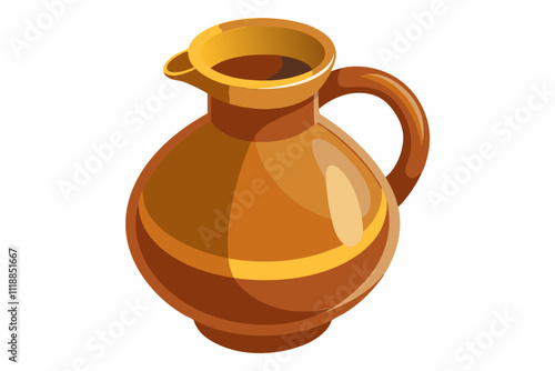 clay jug of oil or sauce isolated on white background vector illustration 