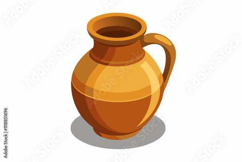 clay jug of oil or sauce isolated on white background vector illustration 