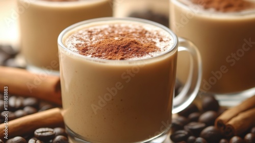 Specialty Coffees and Teas Masala chai - Spiced tea made with black tea milk and aromatic spices for a bold and flavorful drink Isolated solo on plain background  photo