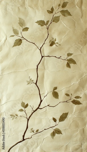 Elegant Botanical Design on Softly Textured Cream Surface Perfect for a Serene Background