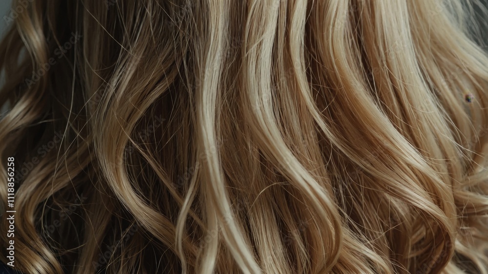 Close up of wavy blonde hair extensions Close up of wavy blonde hair extensions