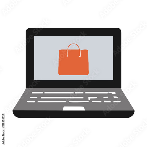laptop with shopping cart, Computer, internet and online shopping 