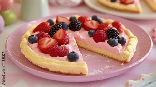 Delicious Berry Cream Pie with Fresh Strawberries and Raspberries