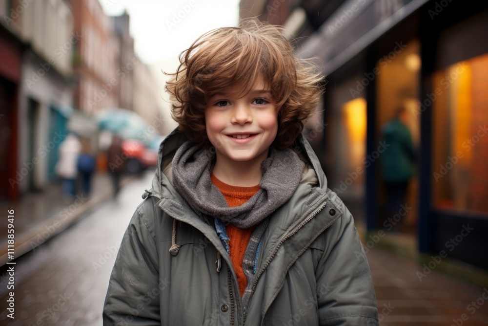Portrait of a cute little boy in a city street. Shallow depth of field Portrait of a cute little boy in a city street. Shallow depth of field