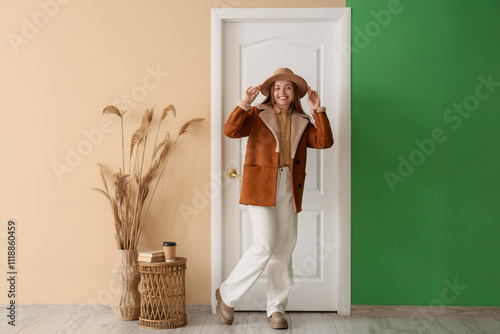 Smiling young woman in a st...