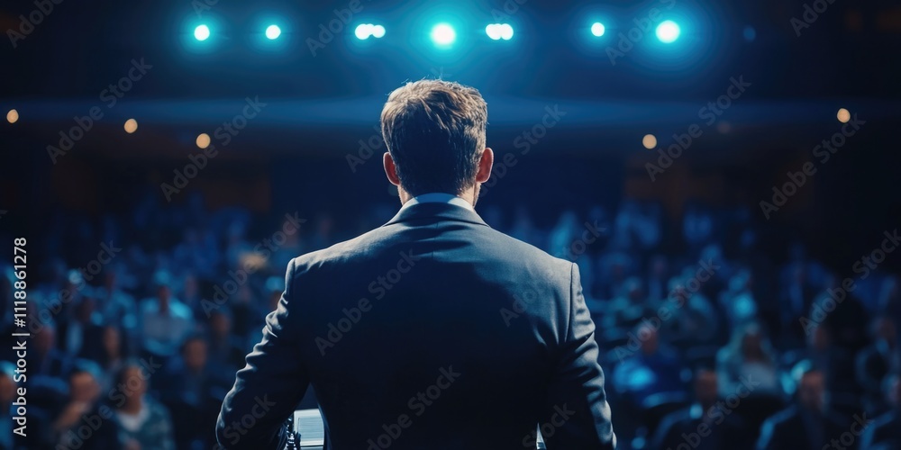 A man standing at a podium speaking to an audience, likely in a professional or educational setting. A man standing at a podium speaking to an audience, likely in a professional or educational setting.