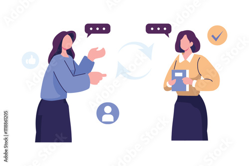 Active listening skill for business communication flat style illustration vector design