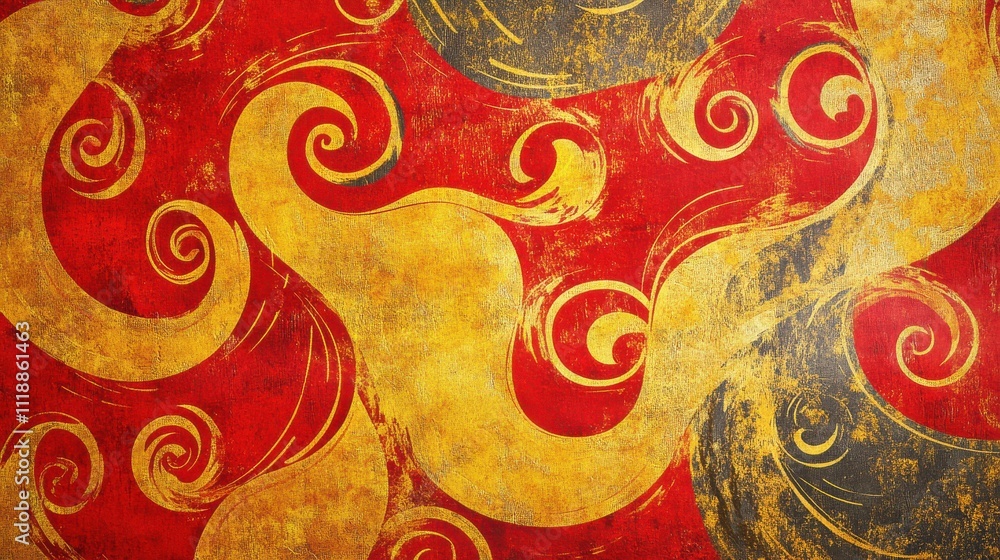 Naklejka premium Decorative Abstract Background with Swirling Patterns in Vibrant Colors