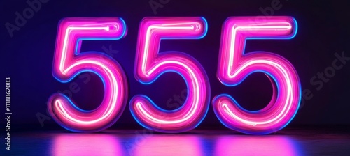 Neon Number 555 on Dark Background A Vibrant Symbol of Growth, Change, and New Beginnings