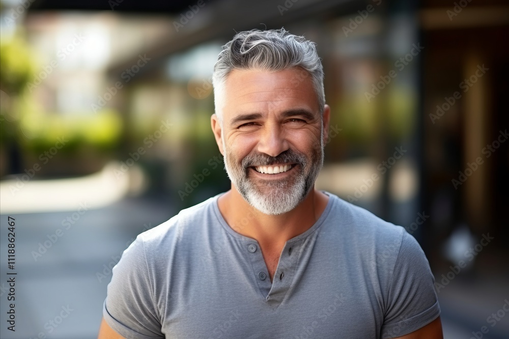 Portrait of a handsome middle-aged man smiling at the camera Portrait of a handsome middle-aged man smiling at the camera