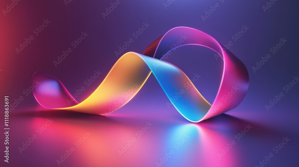 Colorful Abstract Ribbon Waves on a Dark Background with Gradients Colorful Abstract Ribbon Waves on a Dark Background with Gradients