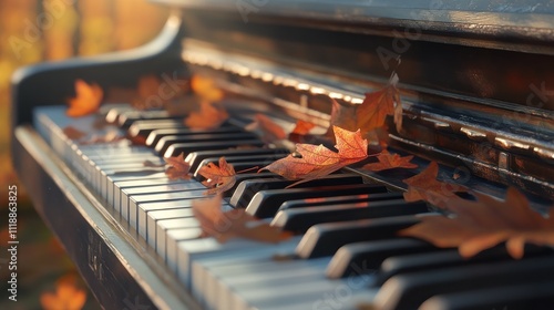 Wallpaper Mural Autumnal Piano Keys: A Symphony of Leaves Torontodigital.ca