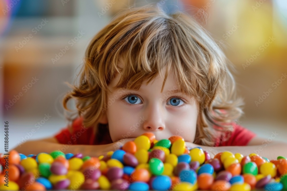 Children Surrounded by Sweets and Candies Children Surrounded by Sweets and Candies