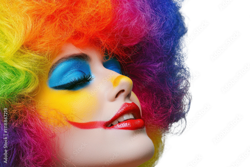 A rainbow clown wig is presented with best quality and accurate A rainbow clown wig is presented with best quality and accurate