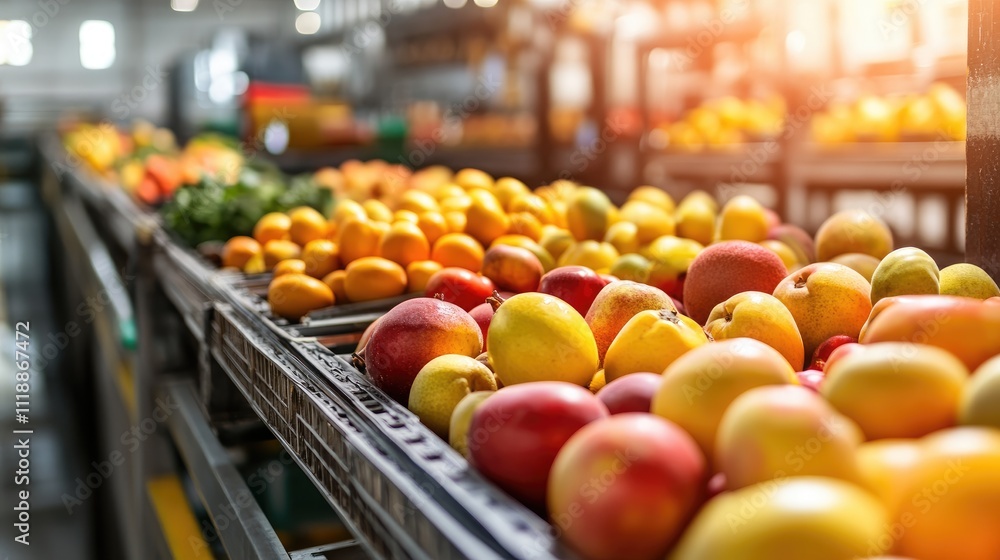Fresh Abundant Fruits on Display in a Bright Market Environment Fresh Abundant Fruits on Display in a Bright Market Environment