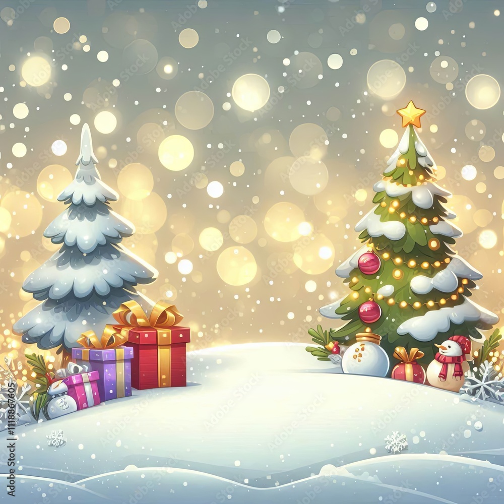 Obraz premium Illustration of shiny Christmas decorations for cards, backgrounds and design