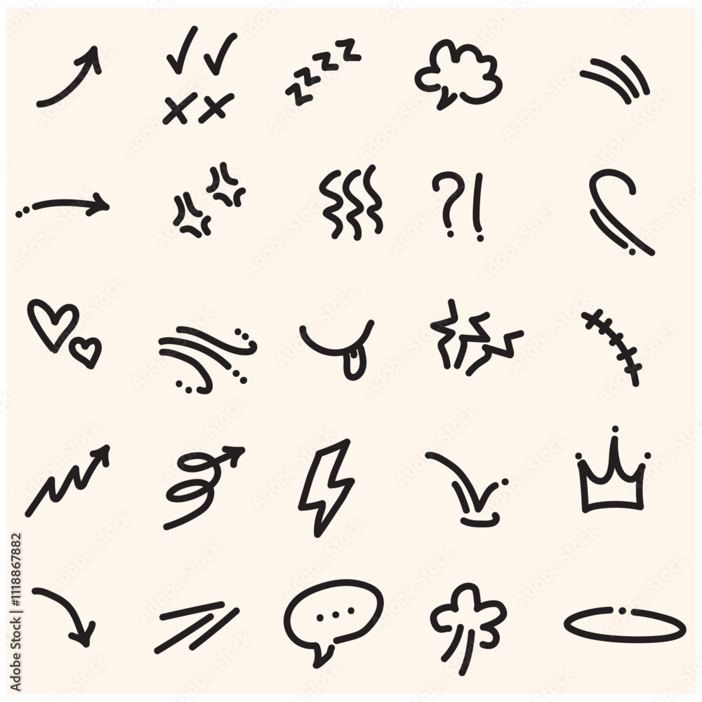 Cute cartoon expression With illustration style doodle Cute cartoon expression With illustration style doodle