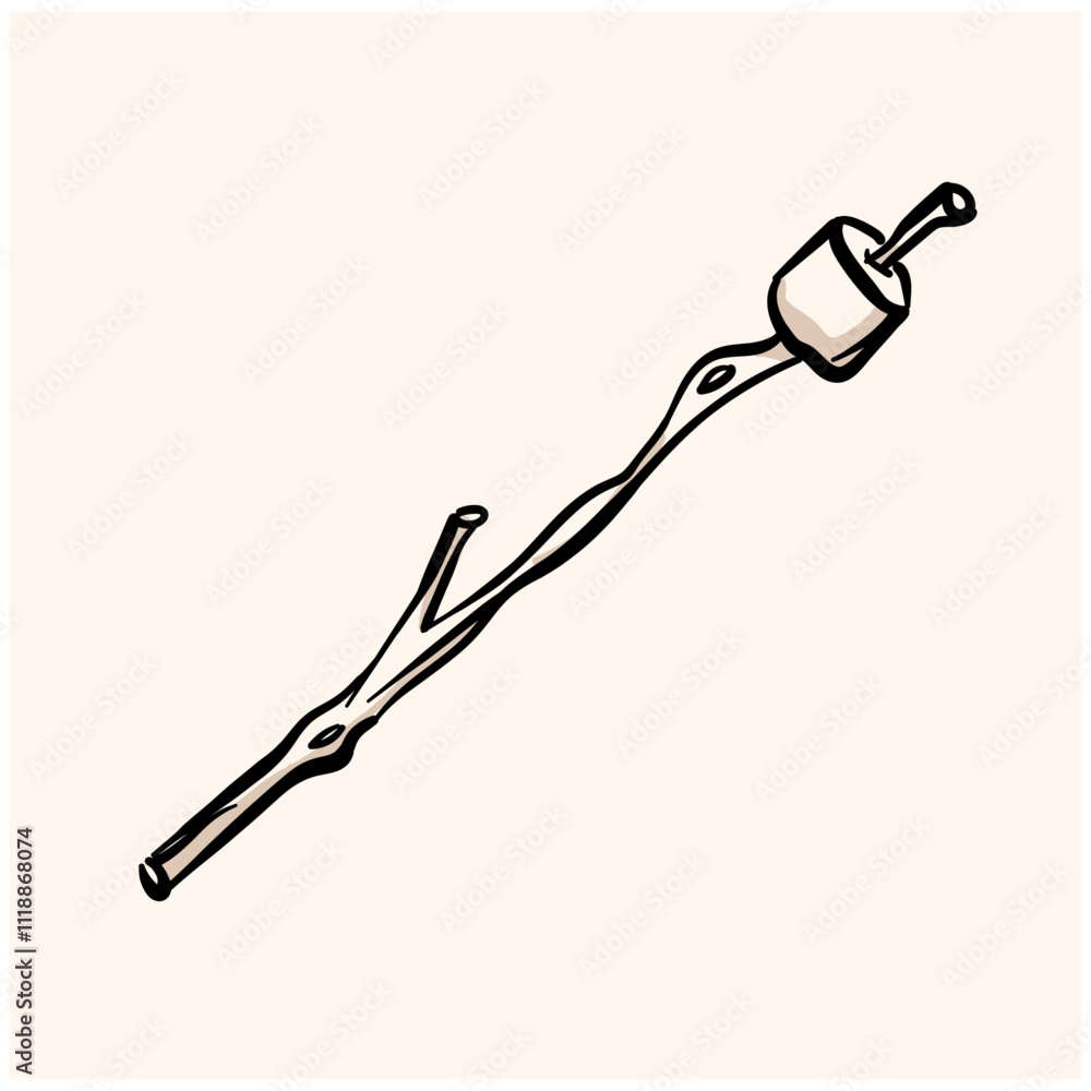 marshmallow on a stick With illustration style doodle marshmallow on a stick With illustration style doodle
