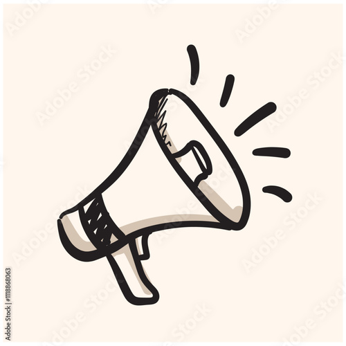 Megaphone With illustration style doodle and line art