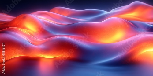 Abstract vibrant glowing waves, dynamic fluid texture, colorful liquid surface.