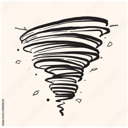 Tornado With illustration style doodle and line art