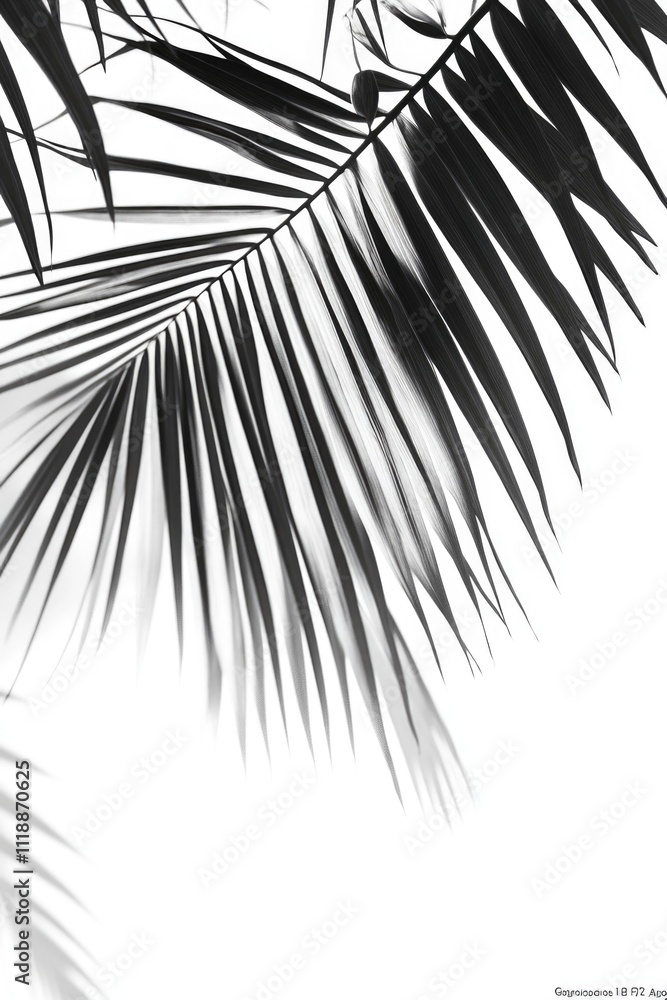 Obraz premium A close-up photo of a tropical palm tree, with its intricate leaf patterns and a soft focus that captures the essence of vacationing in a warm island paradise.