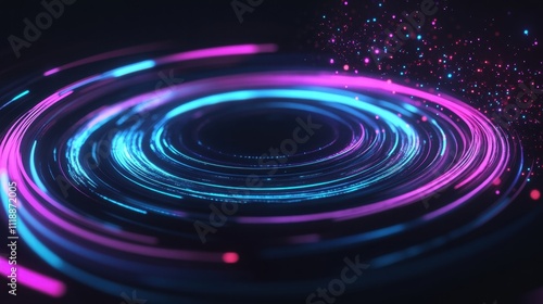 Abstract Neon Light Circles Background