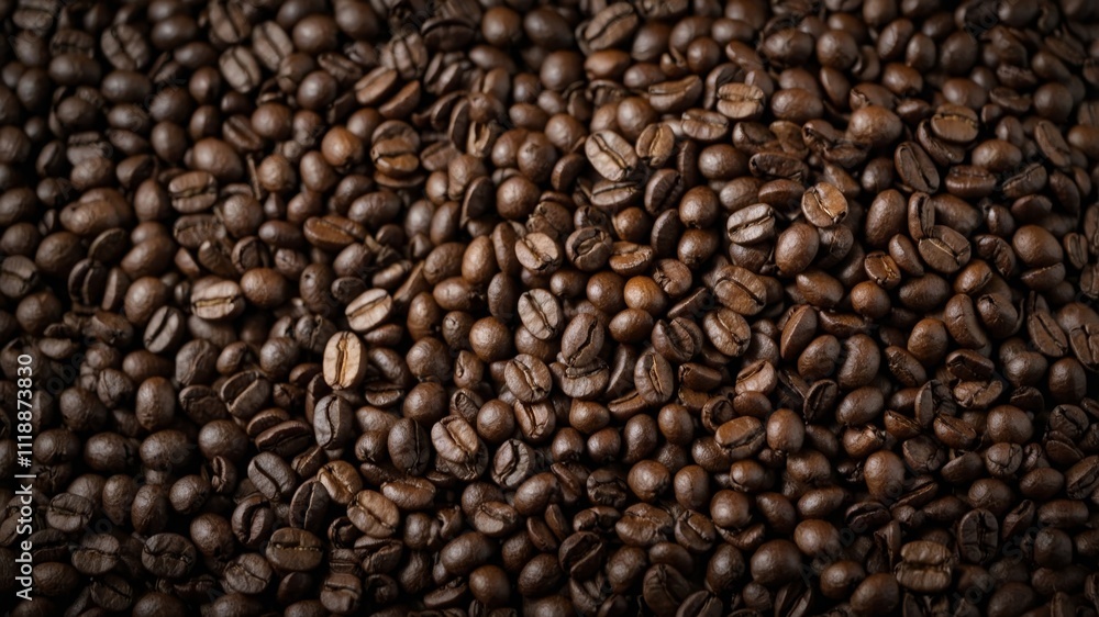 Top view of roasted coffee beans with space Top view of roasted coffee beans with space