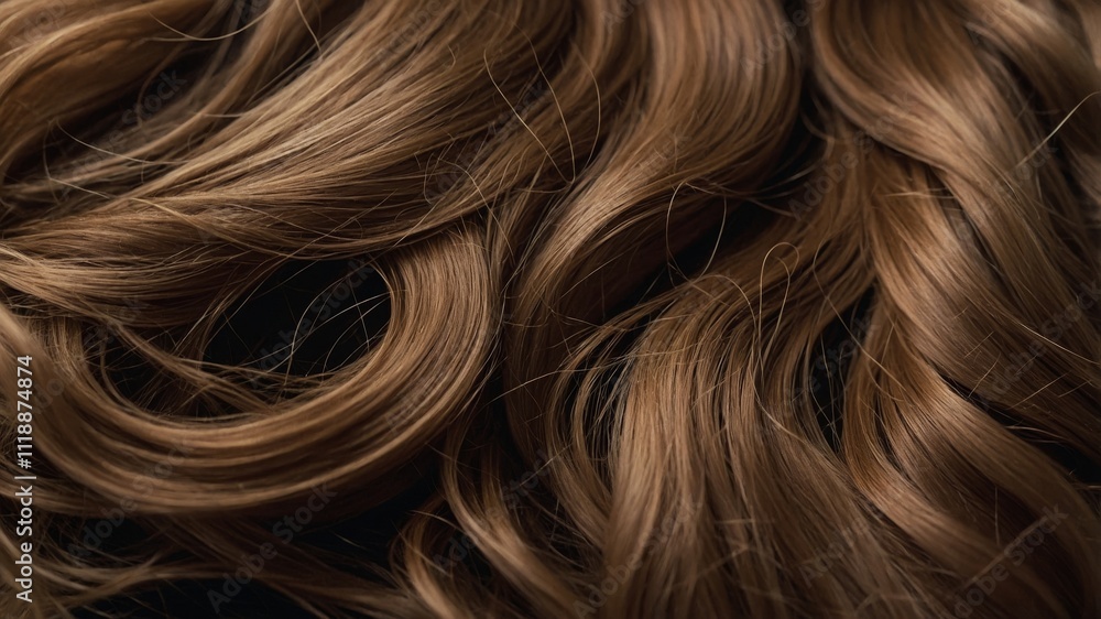 Naklejka premium Wavy light brown hair with shiny curls background