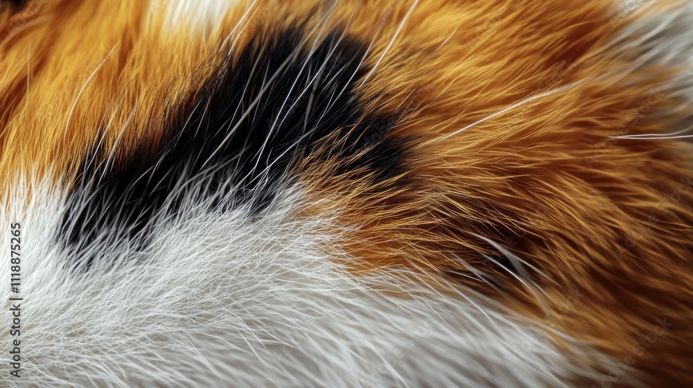 Close-up of Calico Cat Fur Texture: A Study in Orange, Black, and White Close-up of Calico Cat Fur Texture: A Study in Orange, Black, and White