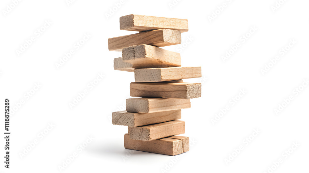 A Jenga tower built to its highest point A Jenga tower built to its highest point