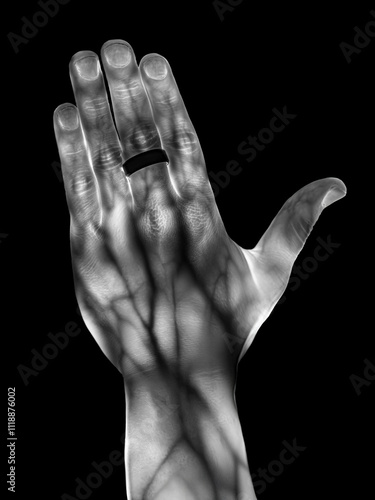 850nm Light Photography Passing Through a Hand, Revealing Veins and Internal Details photo