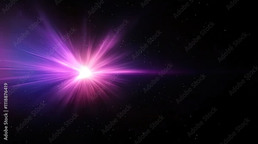 Fototapeta premium Bright Purple Light Explosion in Dark Space