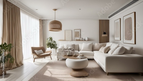 Incorporating modern art into white and neutral living room for a contemporary and stylish focal point