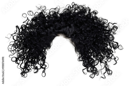 Curly disheveled African black hair on a png transparent background.
