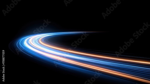 Abstract Blue And Orange Light Trails Curve